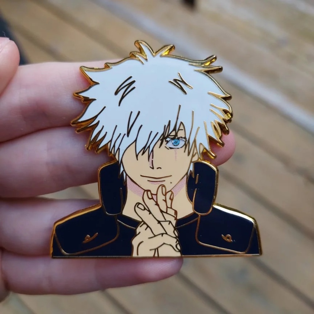 Kakashi gojo enamel pin gold fan made Naruto jujutsu Kaisen